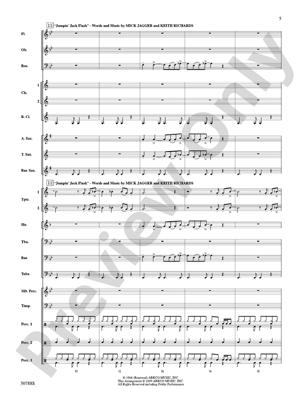 Selections from The Rolling Stones - Concert Band Conductor Score & Parts (Digital Download)