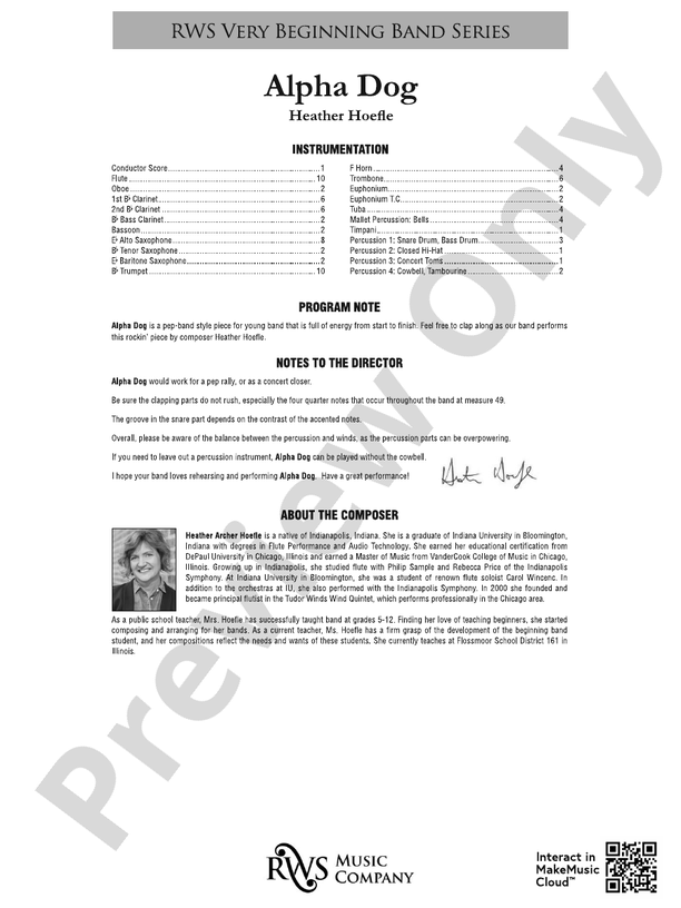 Alpha Dog – Concert Band Conductor Score & Parts (Digital Download)
