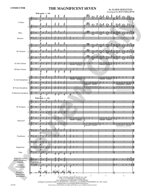 The Magnificent Seven – Concert Band Conductor Score & Parts (Digital Download)