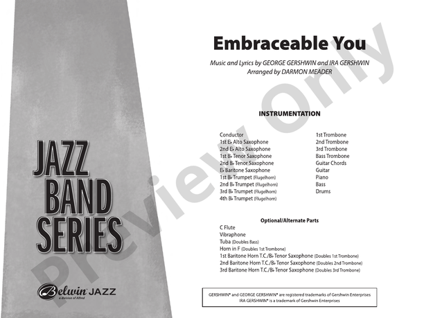 Embraceable You (Grade 3.5) - Jazz Ensemble Conductor Score & Parts (Digital Download)