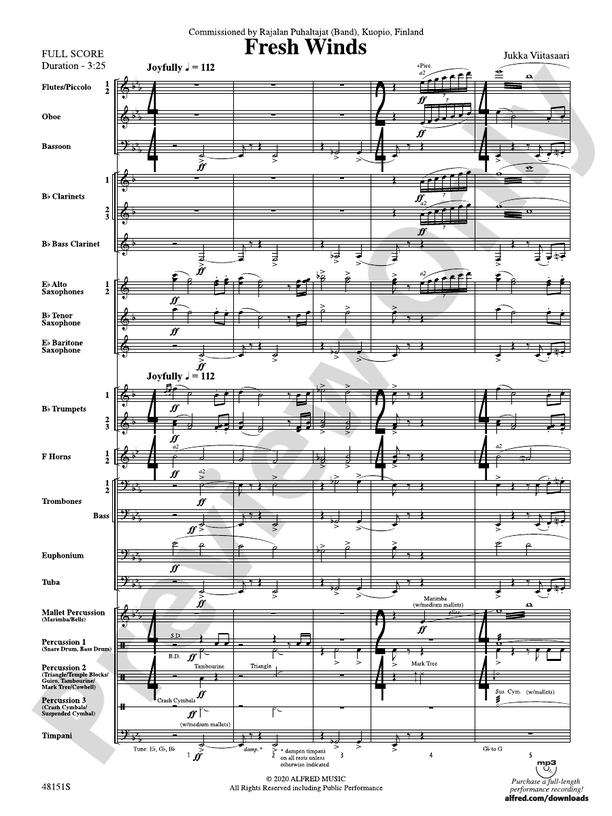 Fresh Winds - Concert Band Conductor Score & Parts (Digital Download)