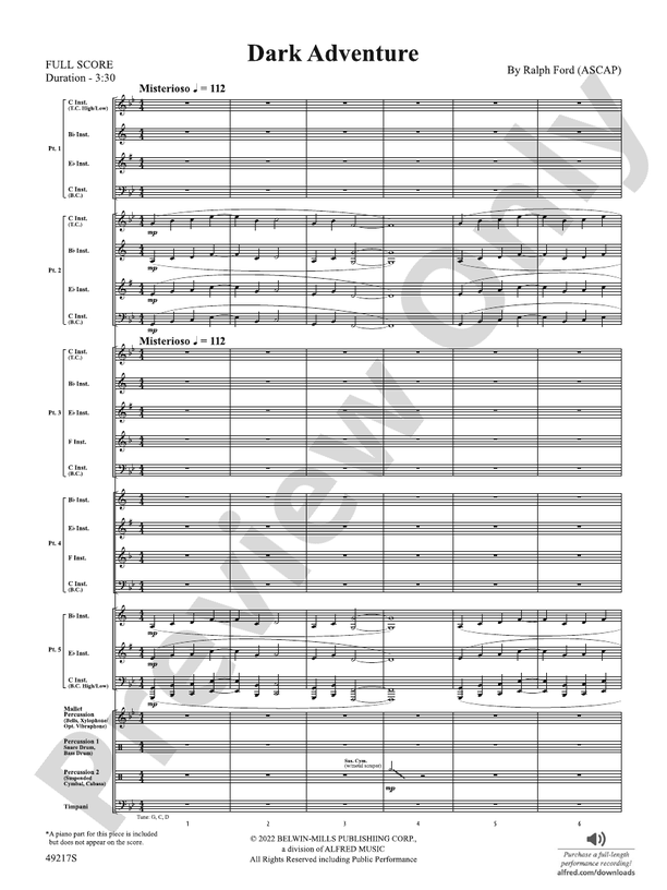 Dark Adventure (Flexible Arrangement) - Concert Band Conductor Score & Parts (Digital Download)
