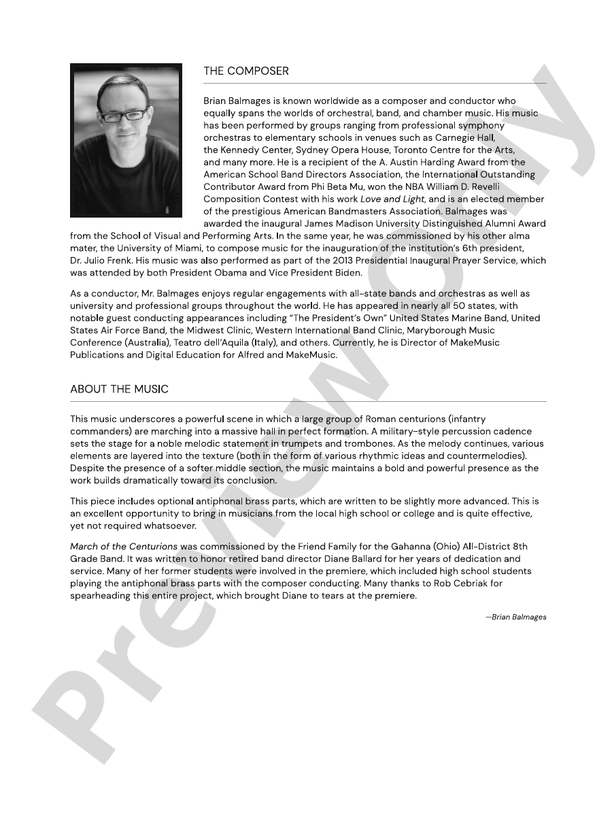 March of the Centurions - Concert Band Conductor Score & Parts(Digital Download)