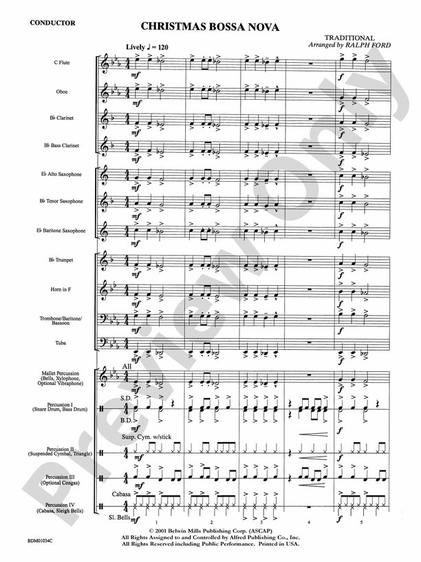 Christmas Bossa Nova - Concert Band Conductor Score & Parts (Digital Download)