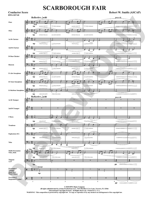 Scarborough Fair - Concert Band Conductor Score & Parts(Digital Download)