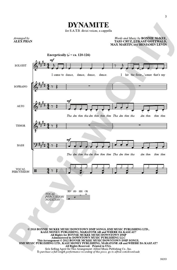 Dynamite – SATB divisi, a cappella Choral Octavo (Digital Download)