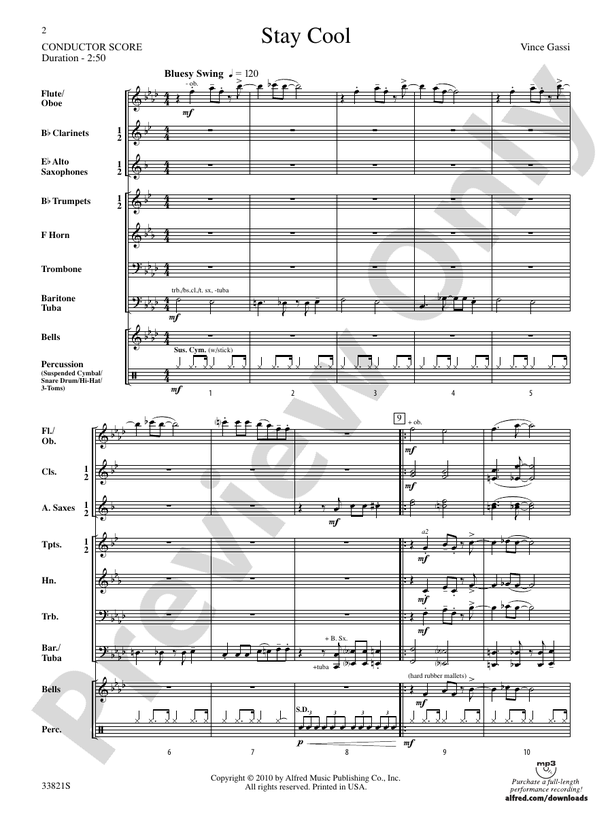 Stay Cool - Concert Band Conductor Score & Parts (Digital Download)