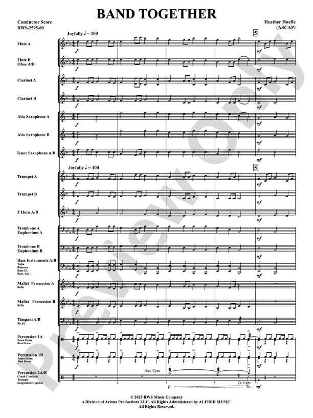 Band Together - Concert Band Conductor Score & Parts(Digital Download)