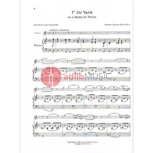 Dancla - 6 Airs Varies Op89 - Violin/Piano Accompaniment Schirmer 50256340