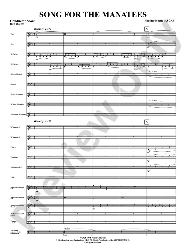 Song For The Manatees - Concert Band Conductor Score & Parts(Digital Download)