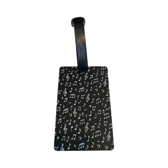 Music Luggage Tag Black with White Notes and Clefs