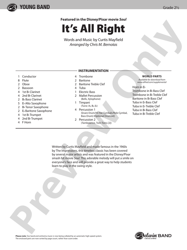 It's All Right - Concert Band Conductor Score & Parts (Digital Download)