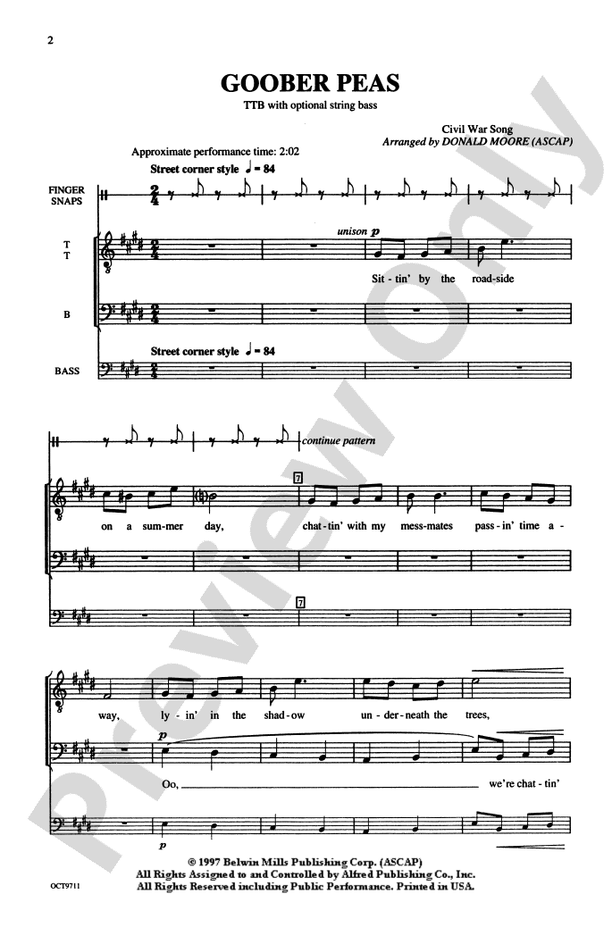 Goober Peas – TTB Choral Octavo (Digital Download)