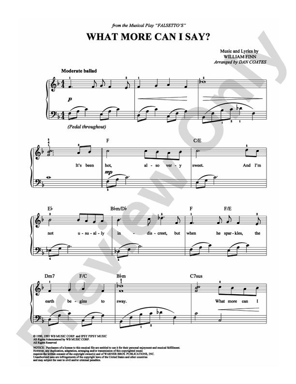 What More Can I Say - Arr. Dan Coates - Easy Piano (Digital Download)