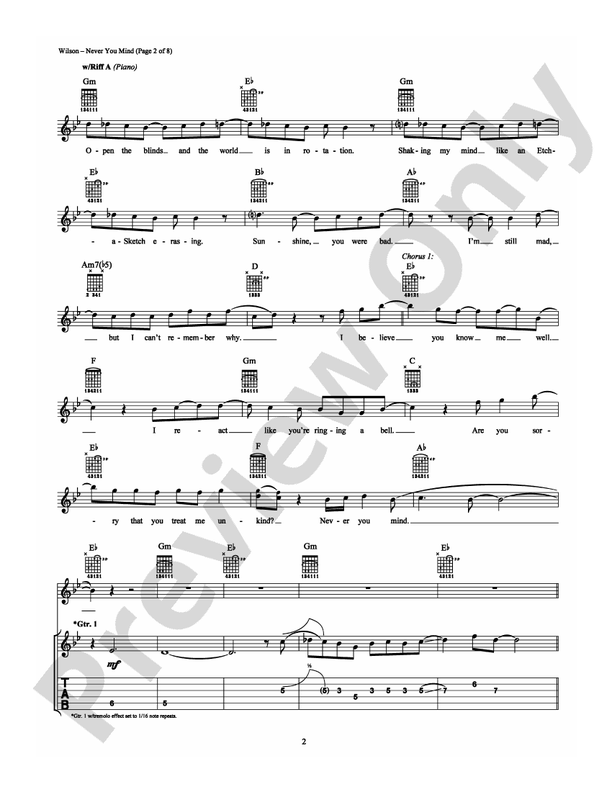 Never You Mind - Guitar TAB (Digital Download)