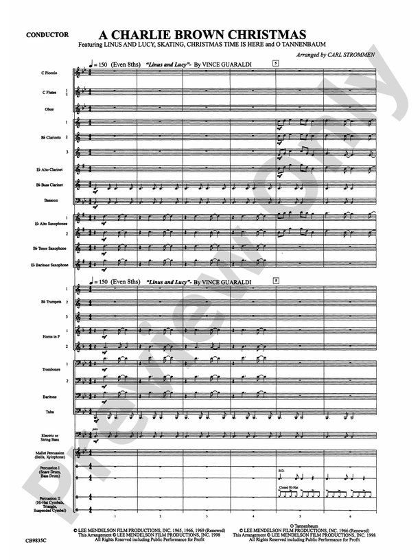 A Charlie Brown Christmas - Concert Band Conductor Score & Parts (Digital Download)