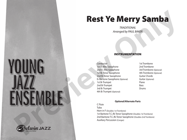 Rest Ye Merry Samba - Jazz Ensemble Conductor Score & Parts(Digital Download)