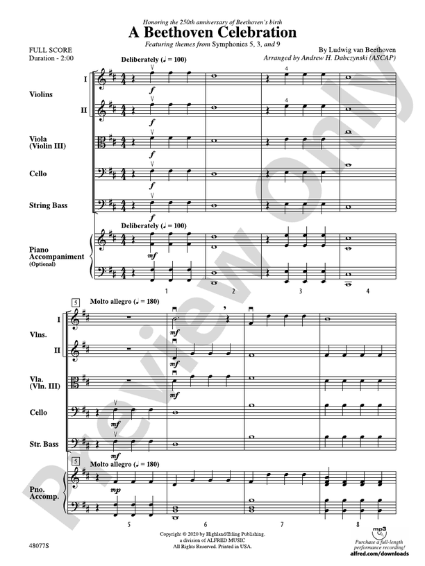 A Beethoven Celebration - String Orchestra Conductor Score & Parts (Digital Download)