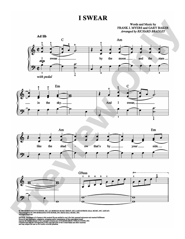 I Swear - Arr. Richard Bradley - Easy Piano (Digital Download)