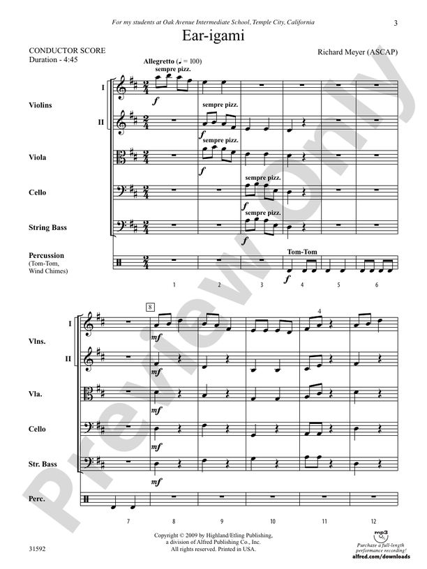 Ear-igami – String Orchestra Conductor Score & Parts (Digital Download)