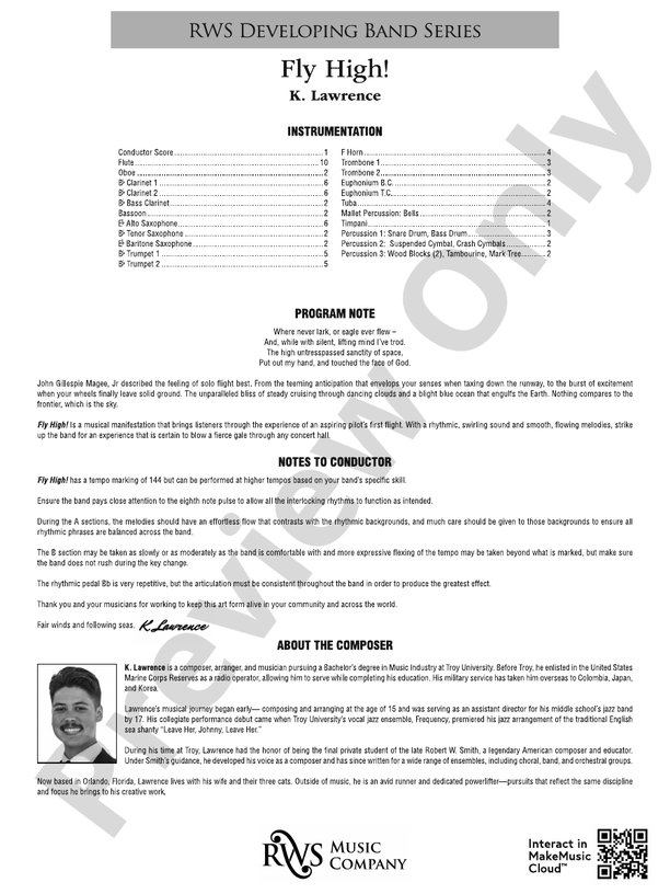 Fly High! - Concert Band Conductor Score & Parts(Digital Download)