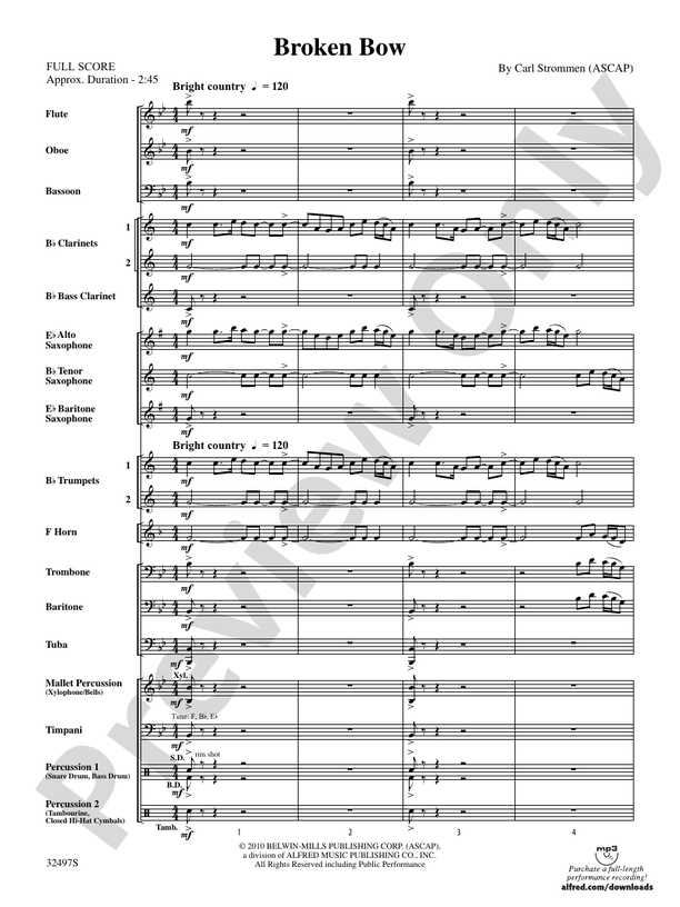Broken Bow - Concert Band Conductor Score & Parts (Digital Download)