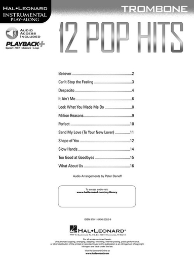 12 Pop Hits - Trombone - Trombone Online Audio - Hal Leonard