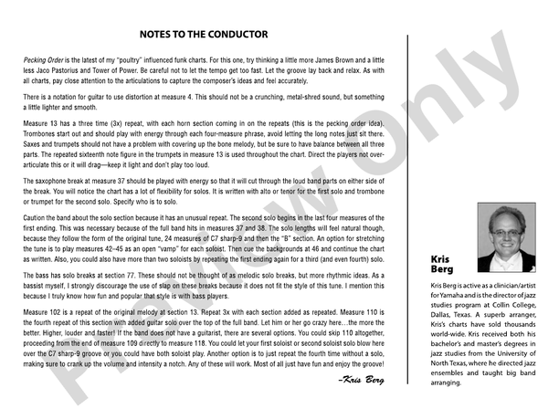 Pecking Order - Jazz Ensemble Conductor Score & Parts (Digital Download)