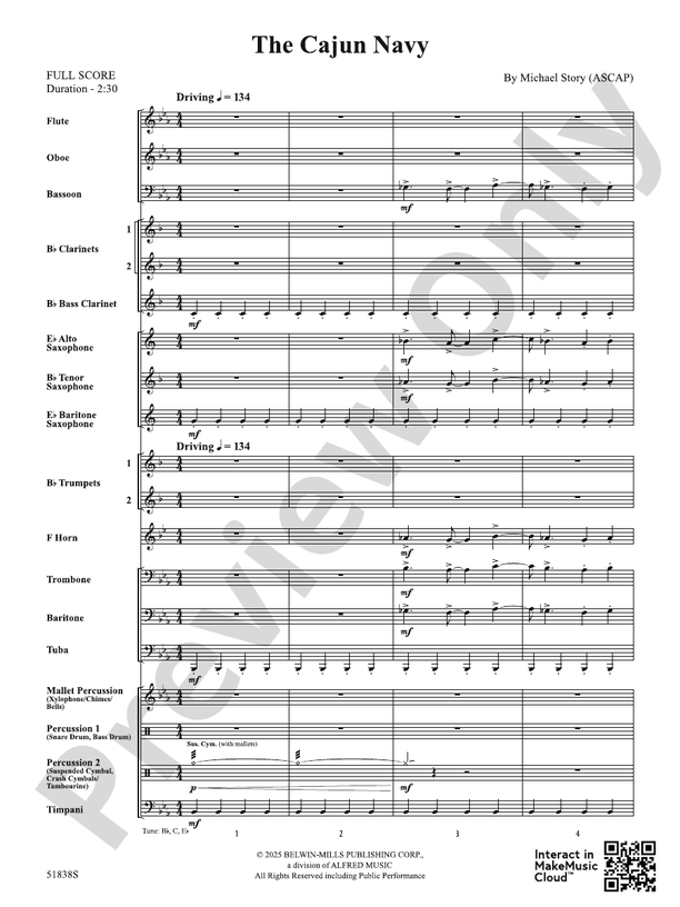 The Cajun Navy - Concert Band Conductor Score & Parts(Digital Download)