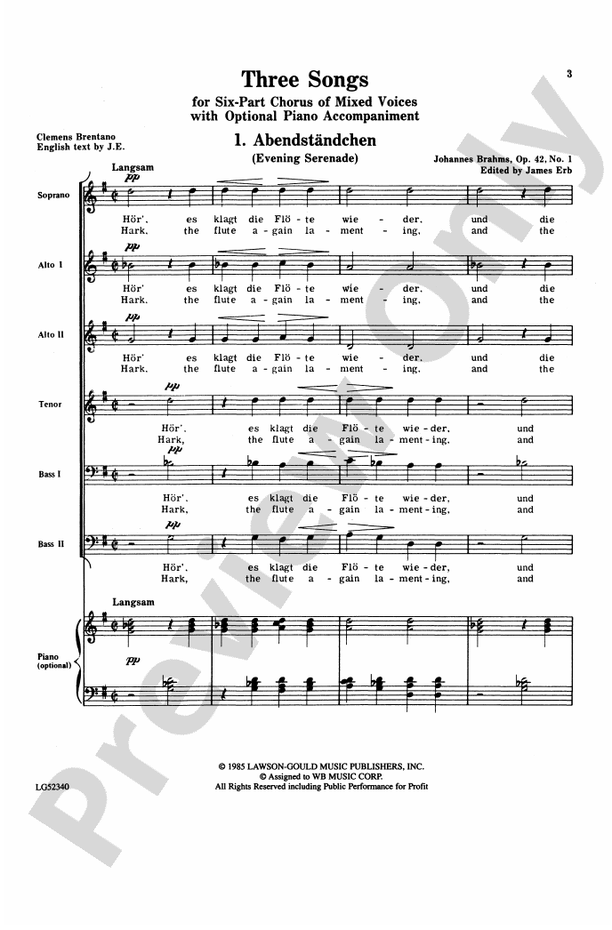 Abendständchen (Evening Serenade) - SAATBB Choral Octavo (Digital Download)