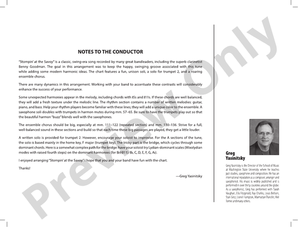 Stompin' at the Savoy (Grade 3.5) - Jazz Ensemble Conductor Score & Parts(Digital Download)