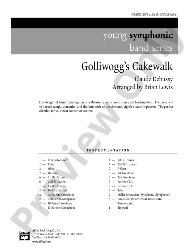 Golliwogg's Cakewalk - Concert Band Conductor Score & Parts (Digital Download)