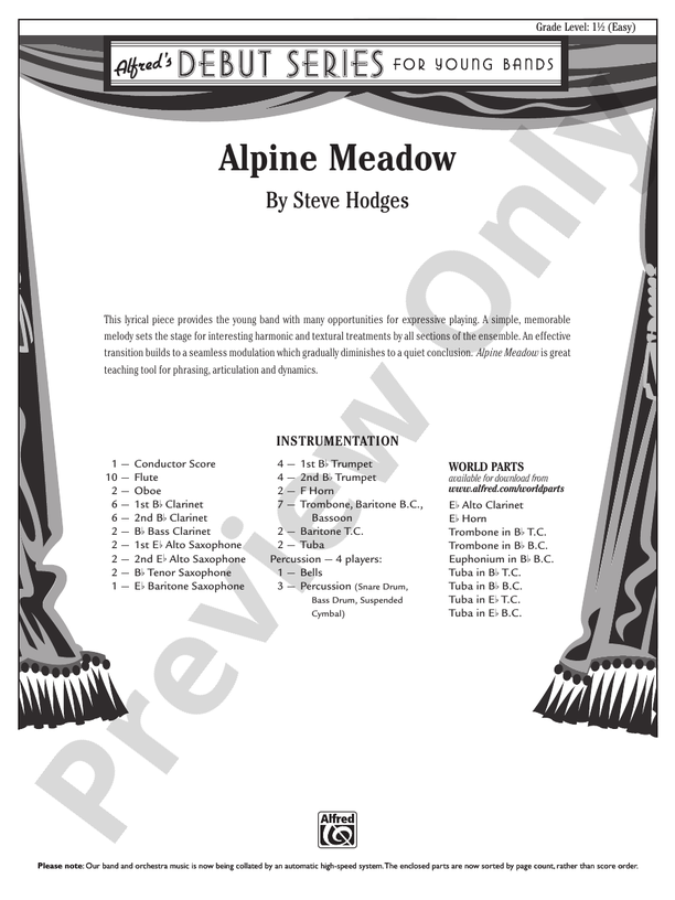 Alpine Meadow - Concert Band Conductor Score & Parts (Digital Download)