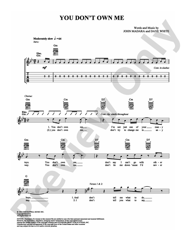 You Don't Own Me - Guitar TAB (Digital Download)
