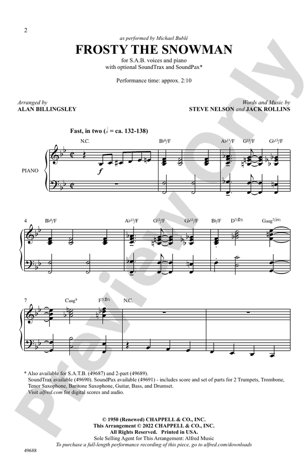 Frosty the Snowman - SAB Choral Octavo (Digital Download)