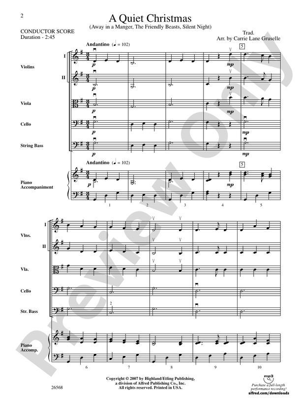 A Quiet Christmas – String Orchestra Conductor Score & Parts (Digital Download)