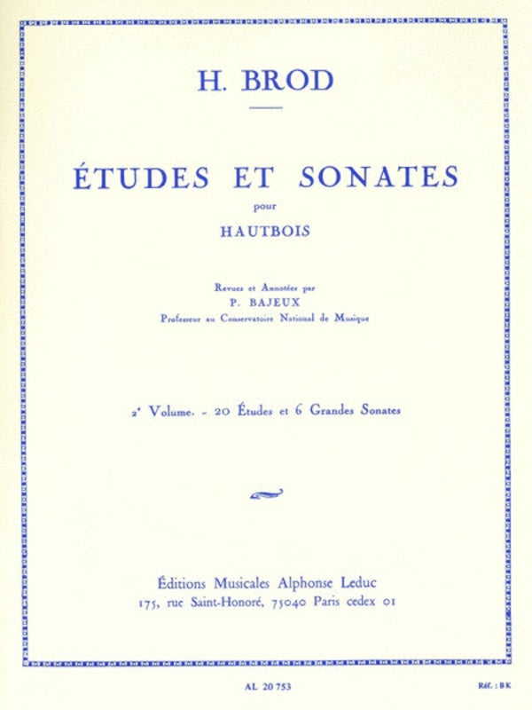 ETUDES AND SONATAS VOL 2 FOR OBOE - BROD - OBOE - LEDUC