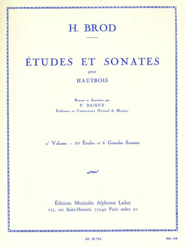 ETUDES AND SONATAS VOL 2 FOR OBOE - BROD - OBOE - LEDUC