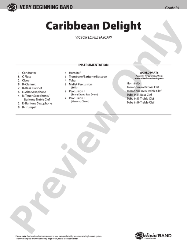 Caribbean Delight - Concert Band Conductor Score & Parts (Digital Download)