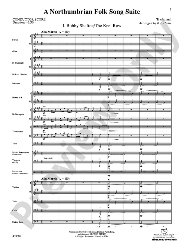 A Northumbrian Folk Song Suite – Full Orchestra Conductor Score & Parts (Digital Download)