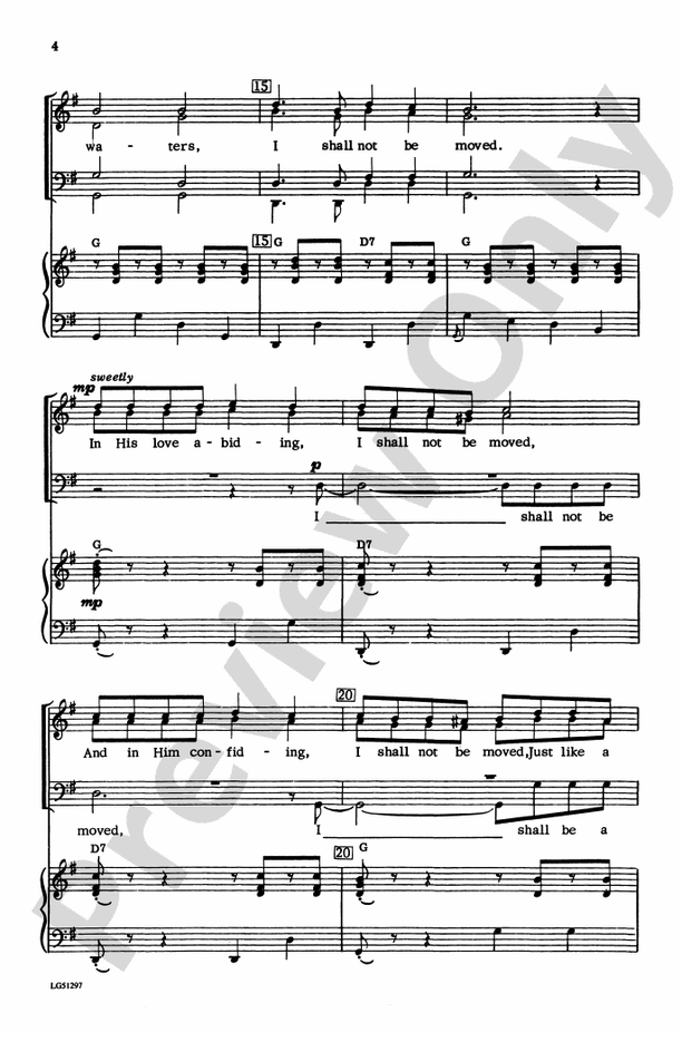 I Shall Not Be Moved – TTBB Choral Octavo - Digital Sheet Music Download (Digital Download)