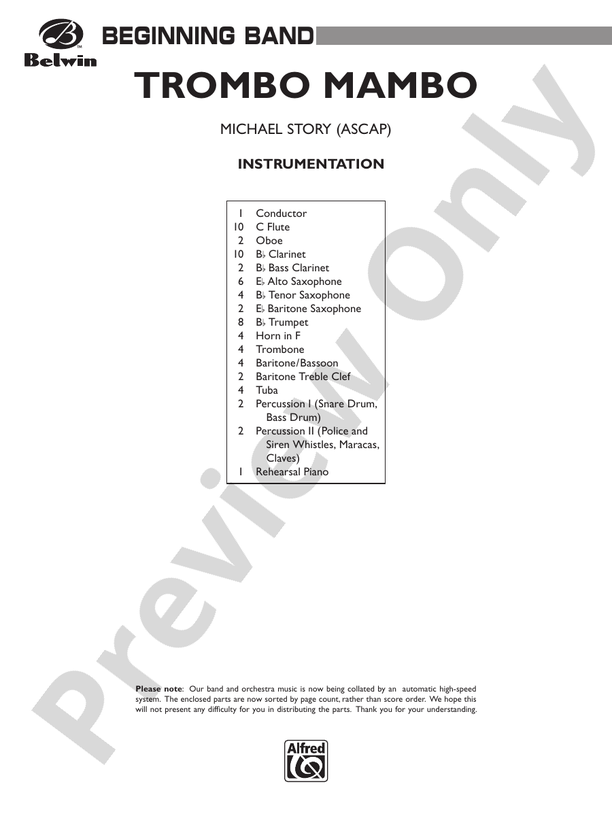 Trombo Mambo (Trombone Feature) - Concert Band Conductor Score & Parts (Digital Download)