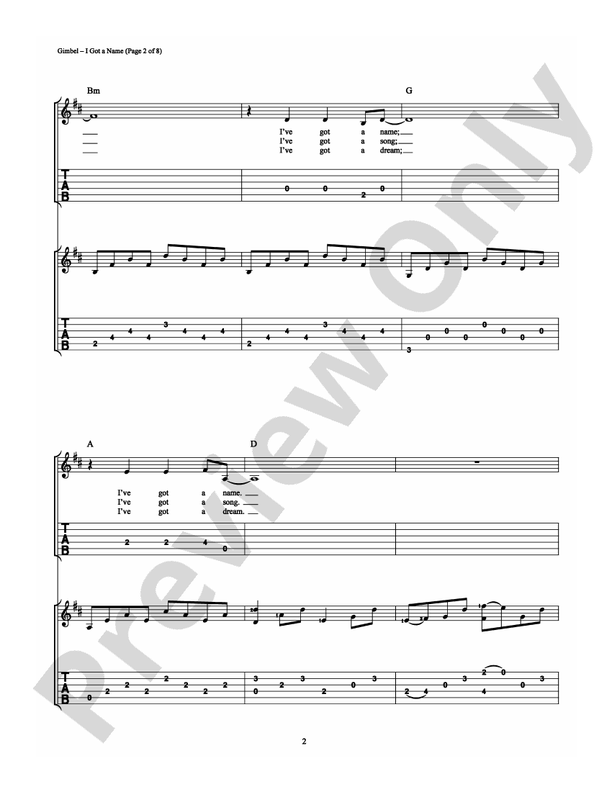 I Got A Name - Easy Guitar TAB (Digital Download)