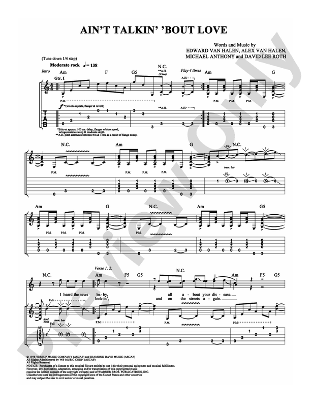 Ain't Talkin' 'Bout Love - Guitar TAB (Digital Download)