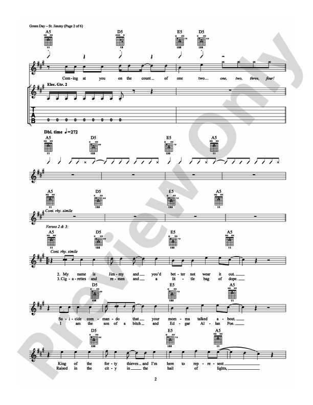 St. Jimmy - Guitar TAB (Digital Download)