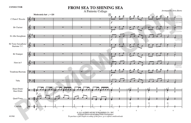 From Sea to Shining Sea – Marching Band Conductor Score & Parts (Digital Download)