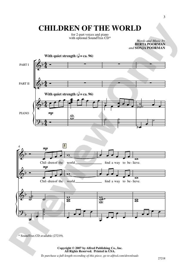 Children of the World - Berta Poorman/Sonja Poorman – 2-Part Choral Octavo (Digital Download)