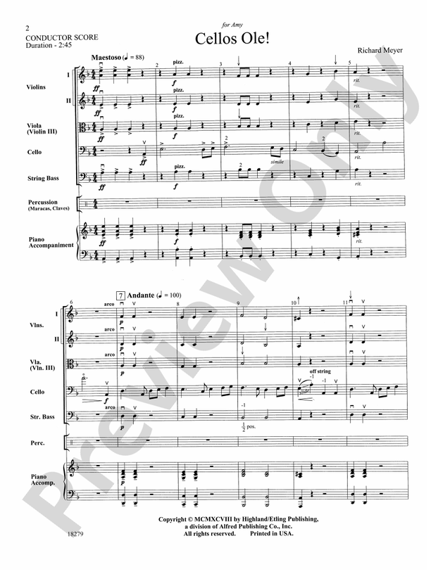 Cellos Ole! – String Orchestra Conductor Score & Parts (Digital Download)