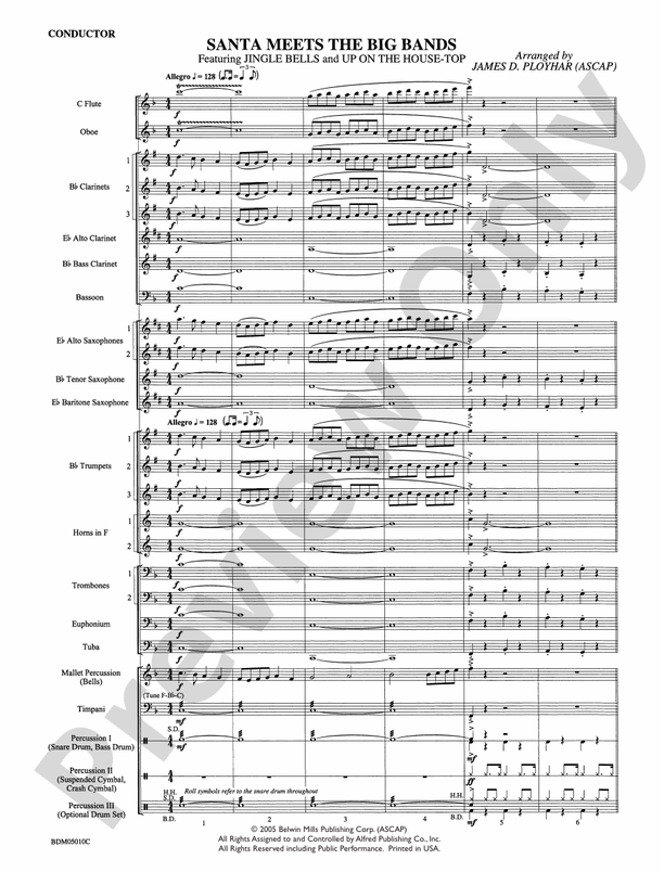 Santa Meets the Big Bands - Concert Band Conductor Score & Parts (Digital Download)