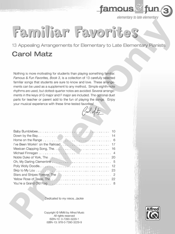 Famous & Fun Favorites, Book 3: 13 Appealing Piano Arrangements - Piano (Digital Download)
